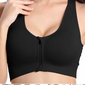Velocity Black Front Zip Sports Bra Racerback Activewear Stretchy Large